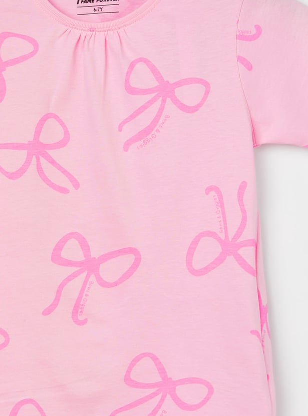 FAME FOREVER Girls Bow Printed T-shirt