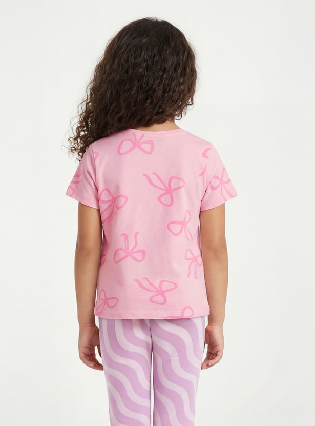 FAME FOREVER Girls Bow Printed T-shirt