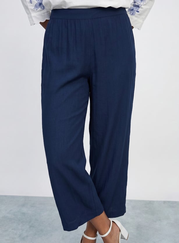 MELANGE Solid Straight Pants