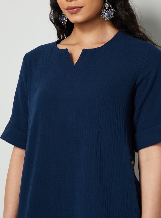 MELANGE Textured Straight Kurta Set