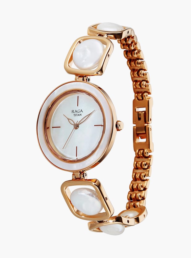 TITAN Raga Power Pearls Embellished Analog Watch Set - 95250WM02F