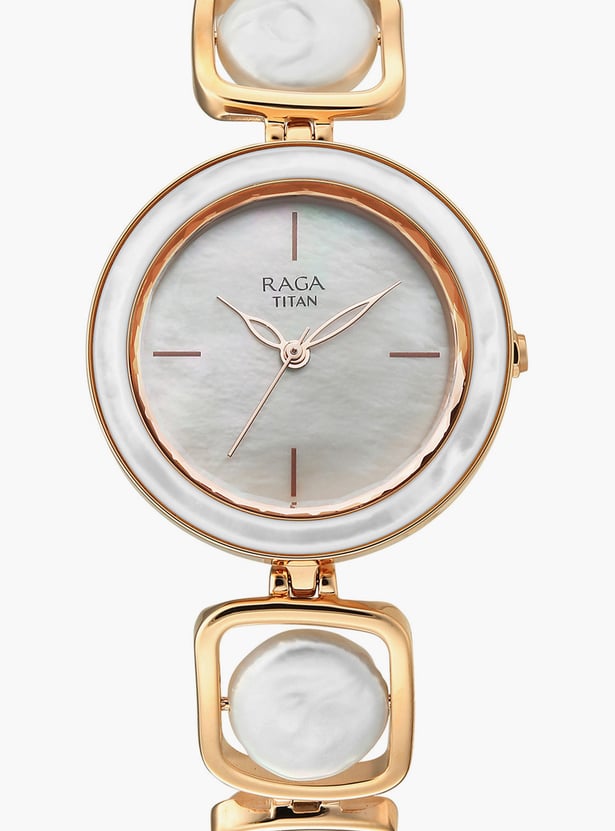 TITAN Raga Power Pearls Embellished Analog Watch Set - 95250WM02F