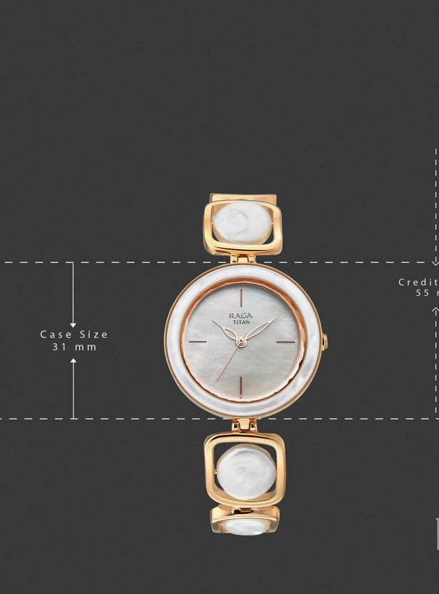 TITAN Raga Power Pearls Embellished Analog Watch Set - 95250WM02F