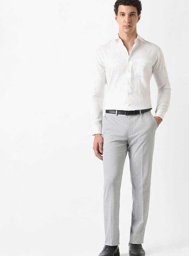 V DOT Solid Slim Straight Trousers
