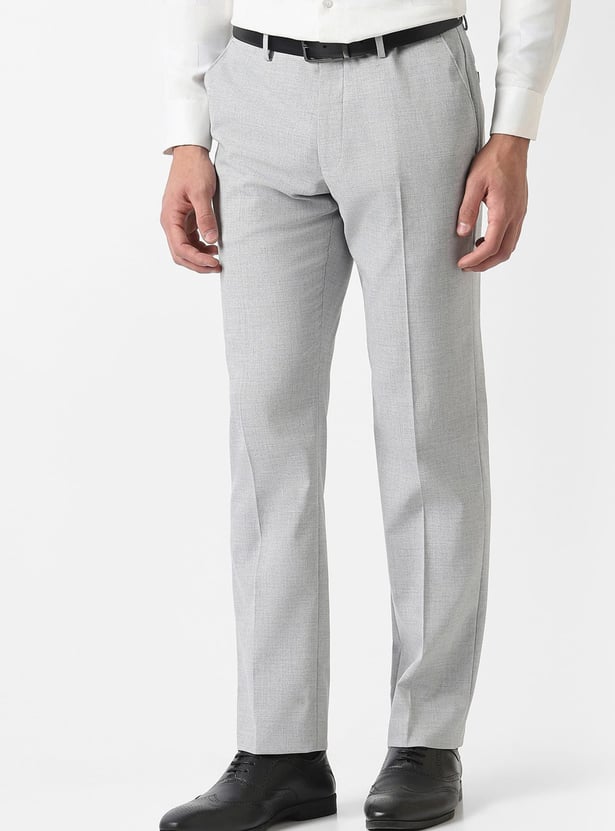 V DOT Solid Slim Straight Trousers