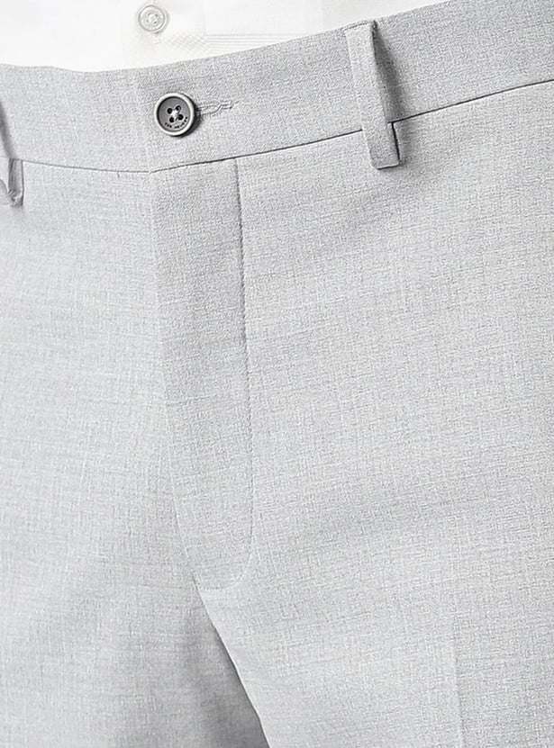 V DOT Solid Slim Straight Trousers