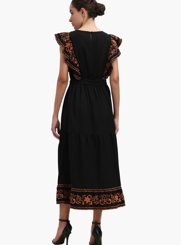 VERO MODA Embroidered Midi Dress