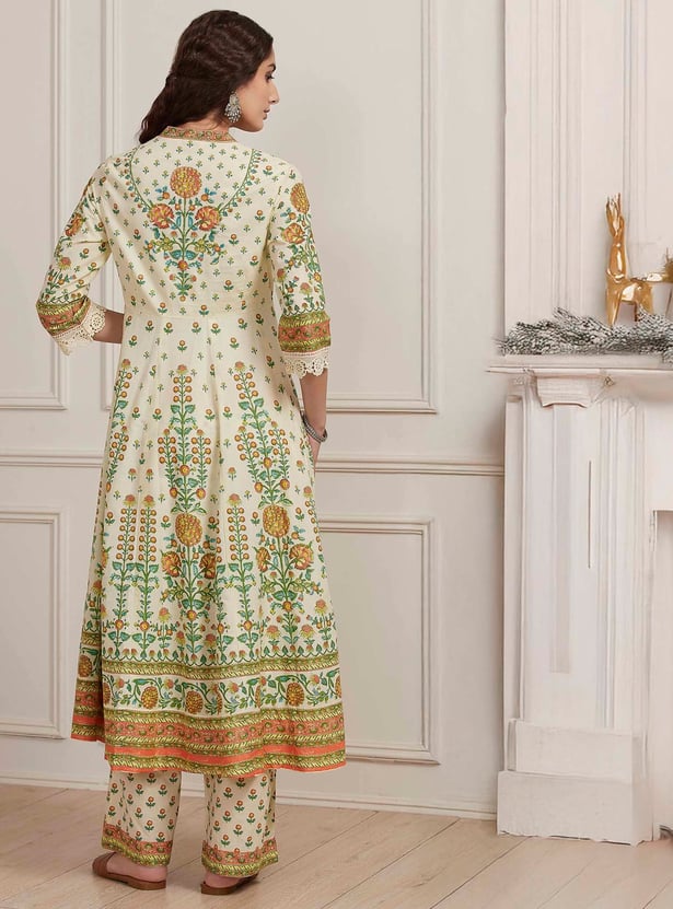 BIBA Floral Print A-line Kurta Set
