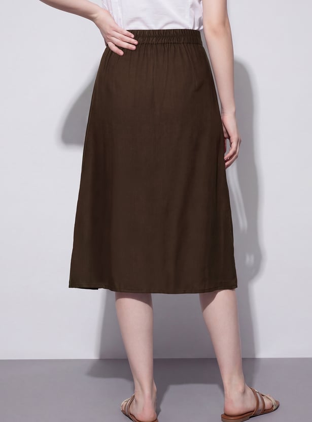 FAME FOREVER Embroidered Midi Skirt