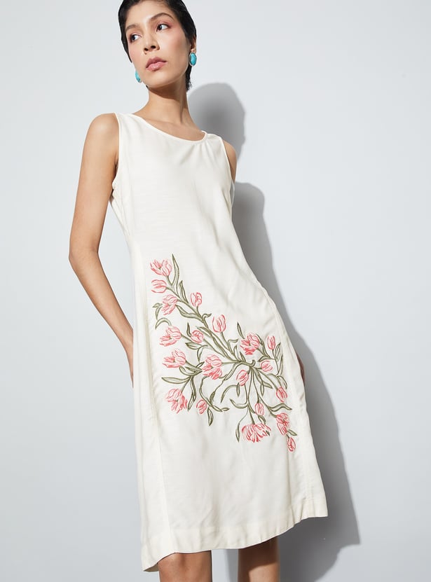 CODE Embroidered Midi Dress