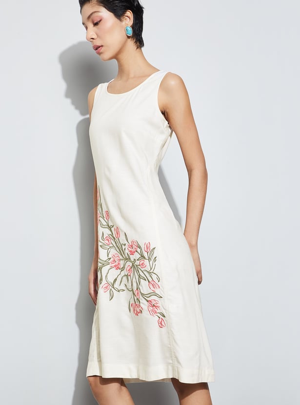 CODE Embroidered Midi Dress