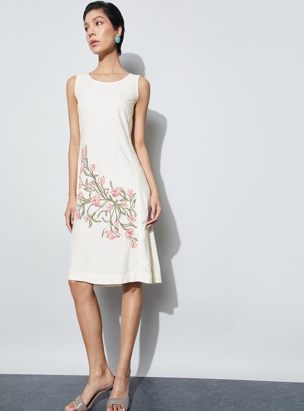 CODE Embroidered Midi Dress
