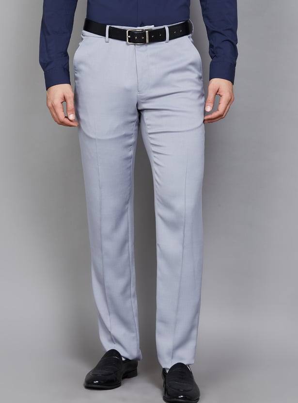 VAN HEUSEN Solid Slim Fit Formal Trousers