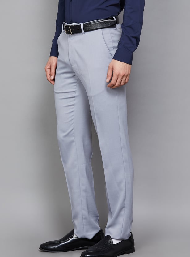 VAN HEUSEN Solid Slim Fit Formal Trousers