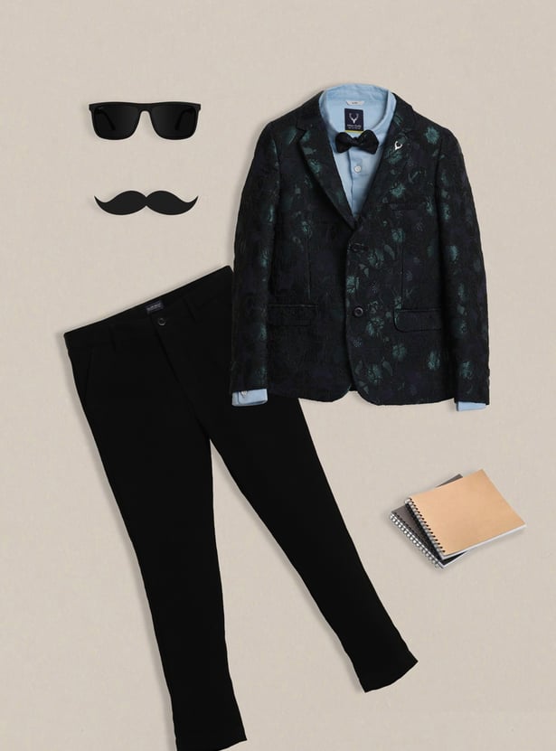 ALLEN SOLLY Boys Textured Blazer with Shirt and Trousers Set