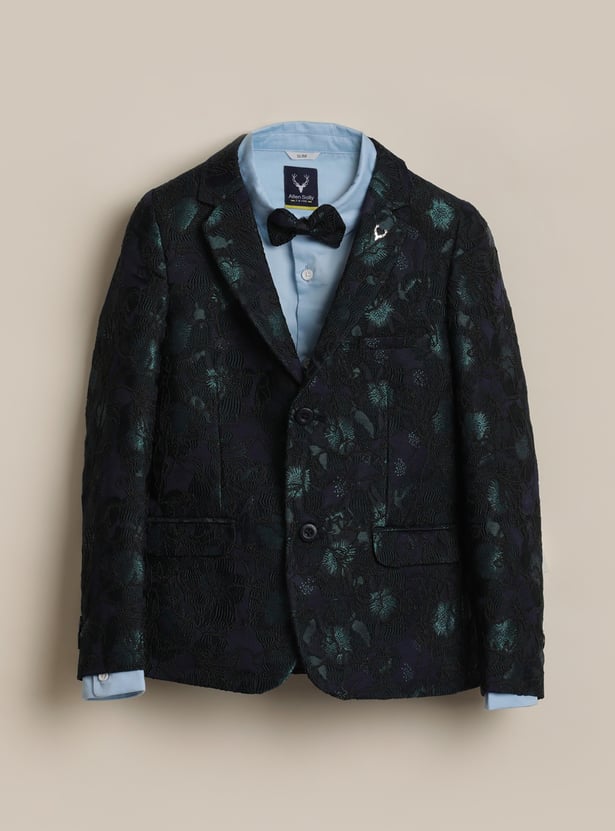 ALLEN SOLLY Boys Textured Blazer with Shirt and Trousers Set