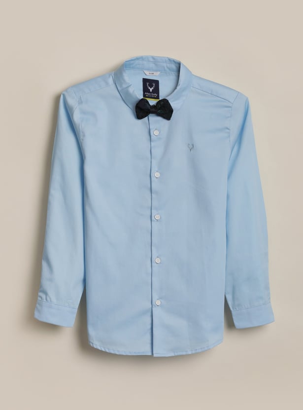 ALLEN SOLLY Boys Textured Blazer with Shirt and Trousers Set
