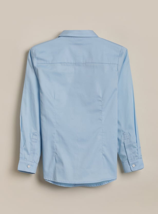 ALLEN SOLLY Boys Textured Blazer with Shirt and Trousers Set