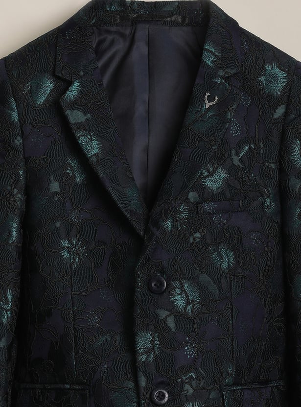 ALLEN SOLLY Boys Textured Blazer with Shirt and Trousers Set