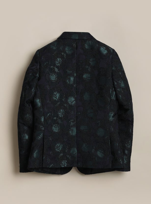 ALLEN SOLLY Boys Textured Blazer with Shirt and Trousers Set