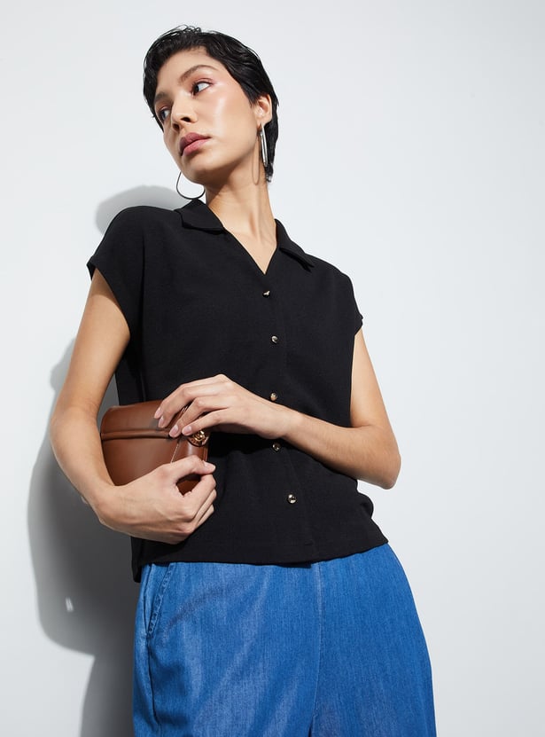 CODE Solid Shirt Style Top