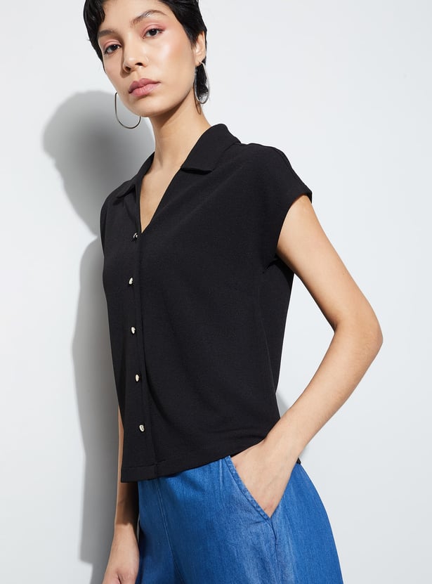 CODE Solid Shirt Style Top