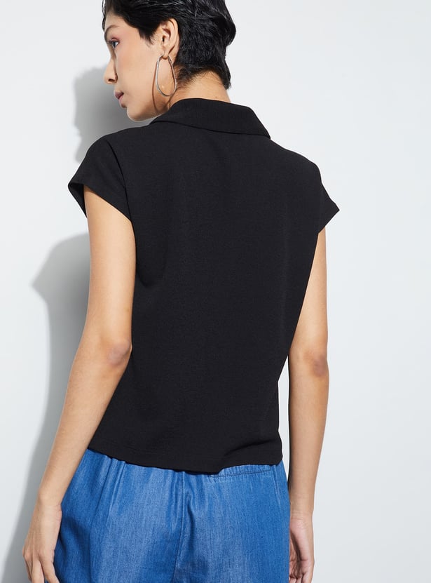 CODE Solid Shirt Style Top