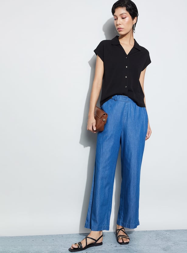 CODE Solid Shirt Style Top