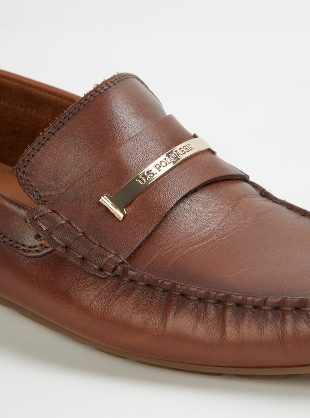 US POLO ASSN Solid Lace-Ups Moccasins