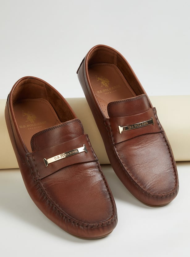 US POLO ASSN Solid Lace-Ups Moccasins