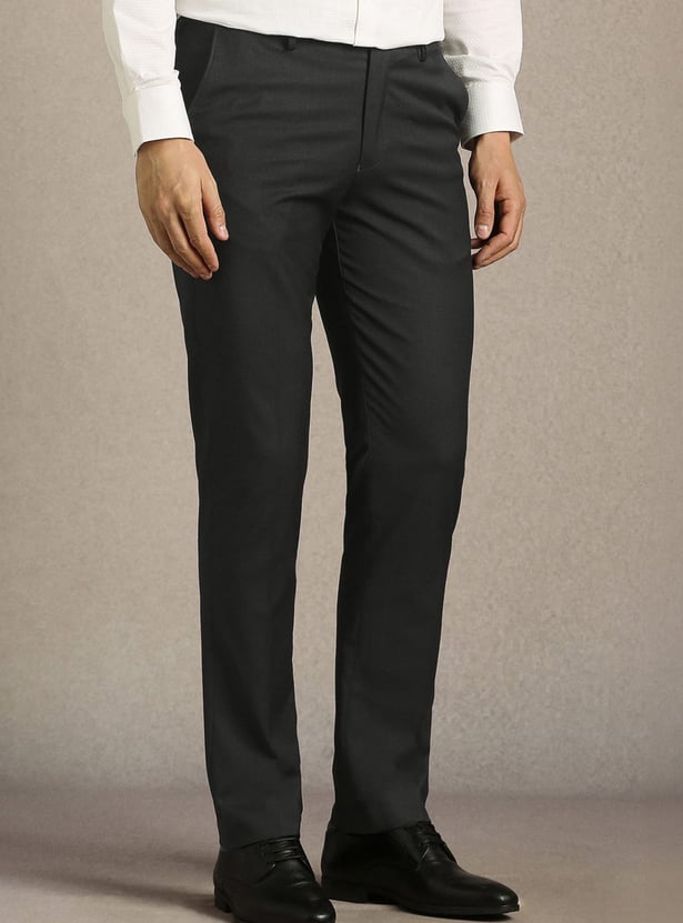 LOUIS PHILIPPE Solid Slim Straight Formal Trousers