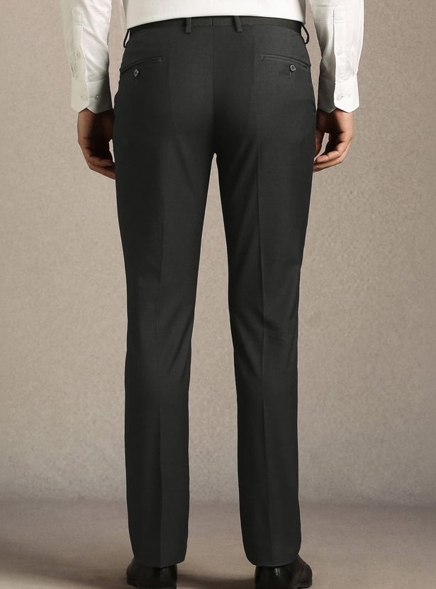 LOUIS PHILIPPE Solid Slim Straight Formal Trousers