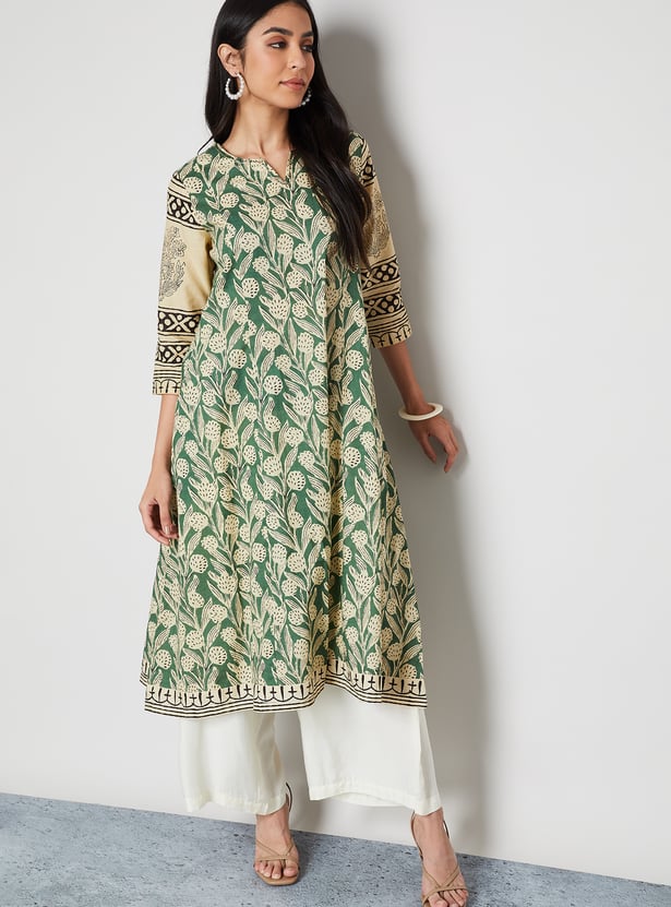 MELANGE Floral Print Anarkali Kurta