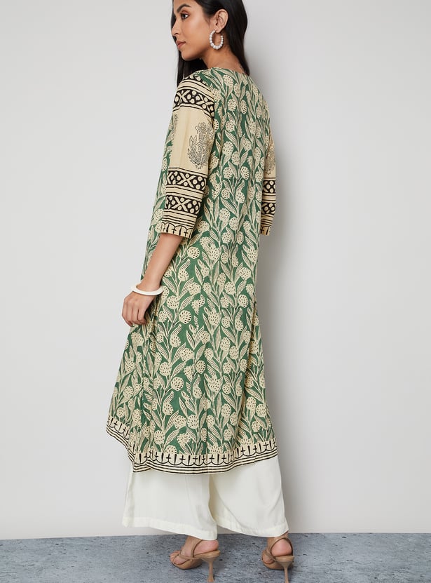 MELANGE Floral Print Anarkali Kurta