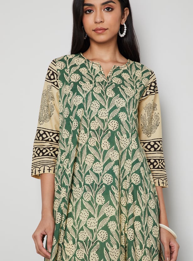 MELANGE Floral Print Anarkali Kurta