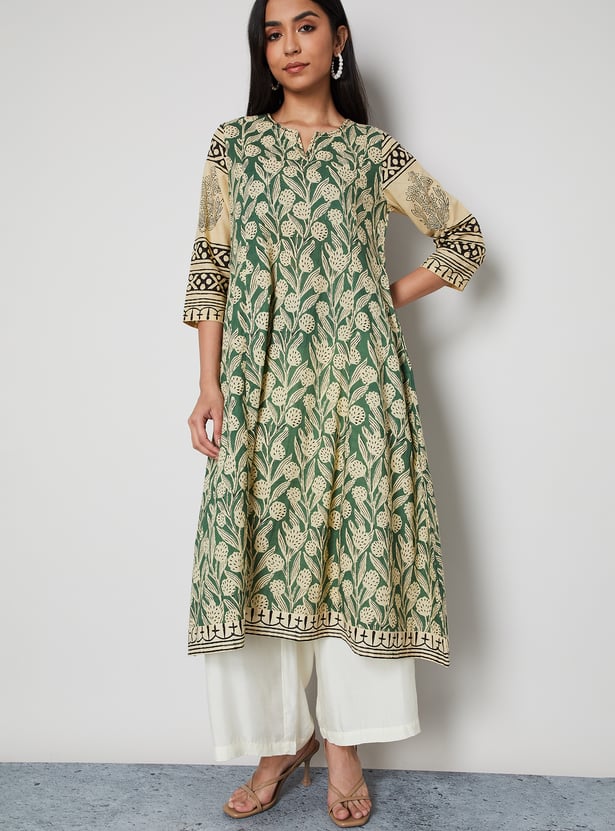 MELANGE Floral Print Anarkali Kurta
