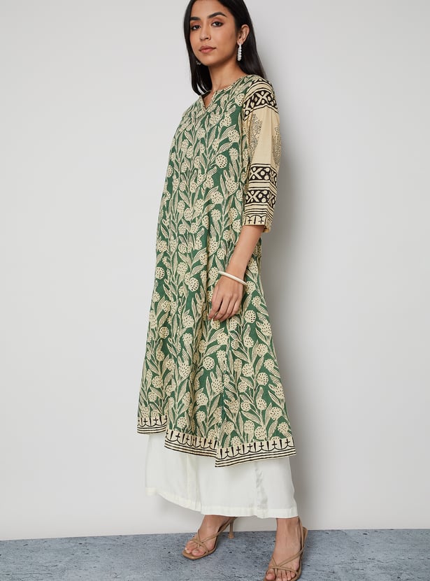 MELANGE Floral Print Anarkali Kurta