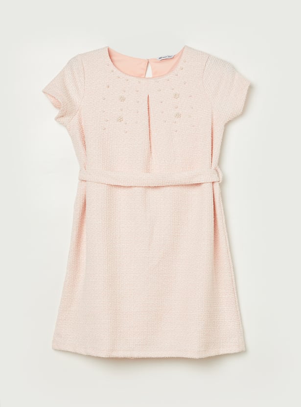 FAME FOREVER Girls Embellished Belted Dress