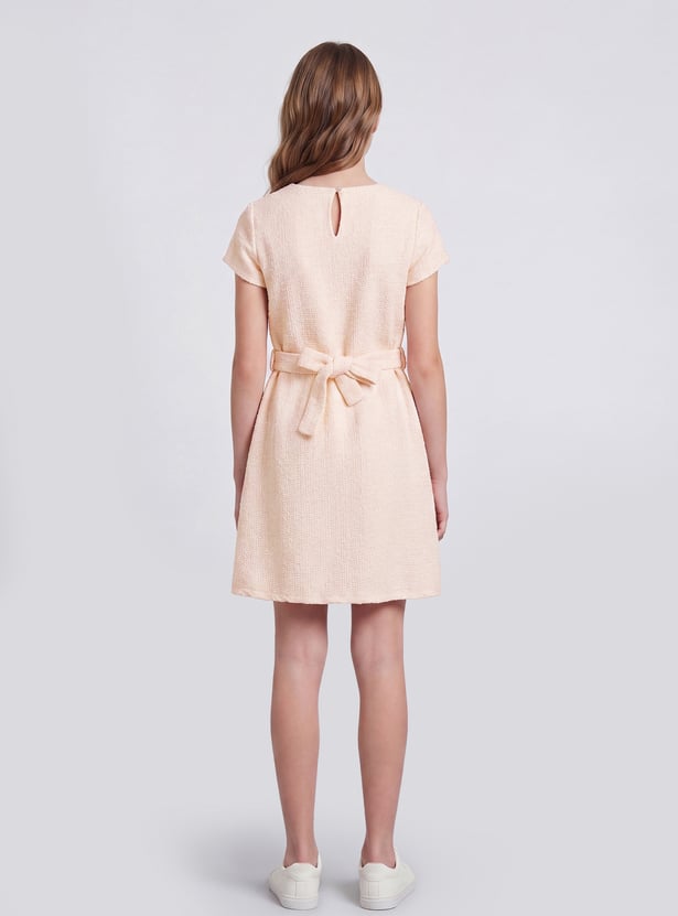 FAME FOREVER Girls Embellished Belted Dress
