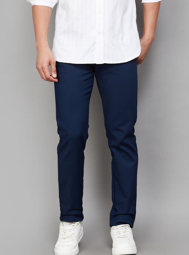 ALLEN SOLLY Solid Slim Straight Trousers