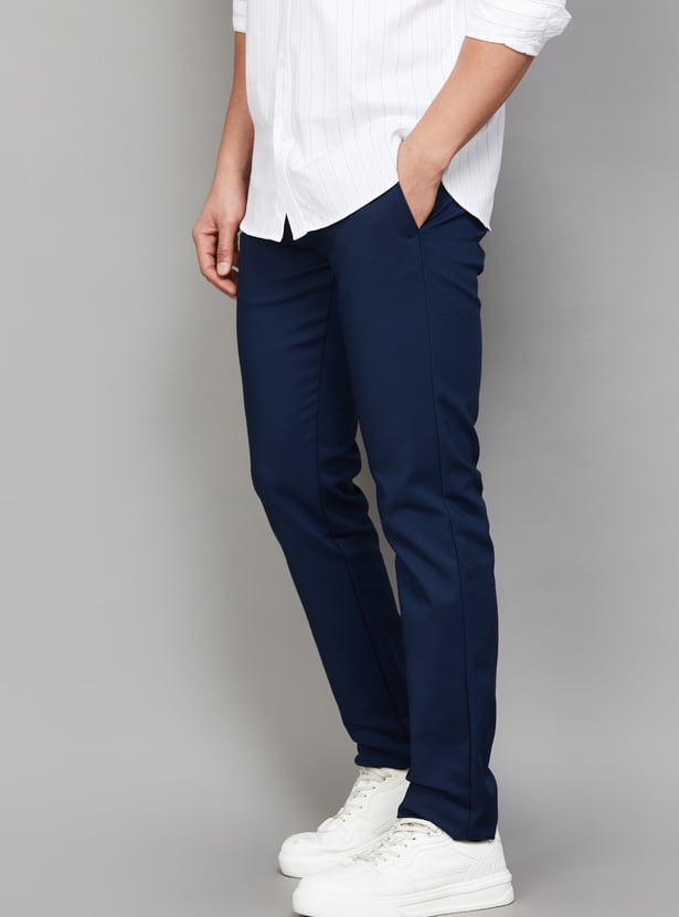 ALLEN SOLLY Solid Slim Straight Trousers