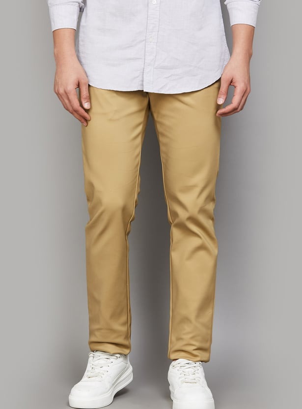ALLEN SOLLY Solid Slim Fit Trousers