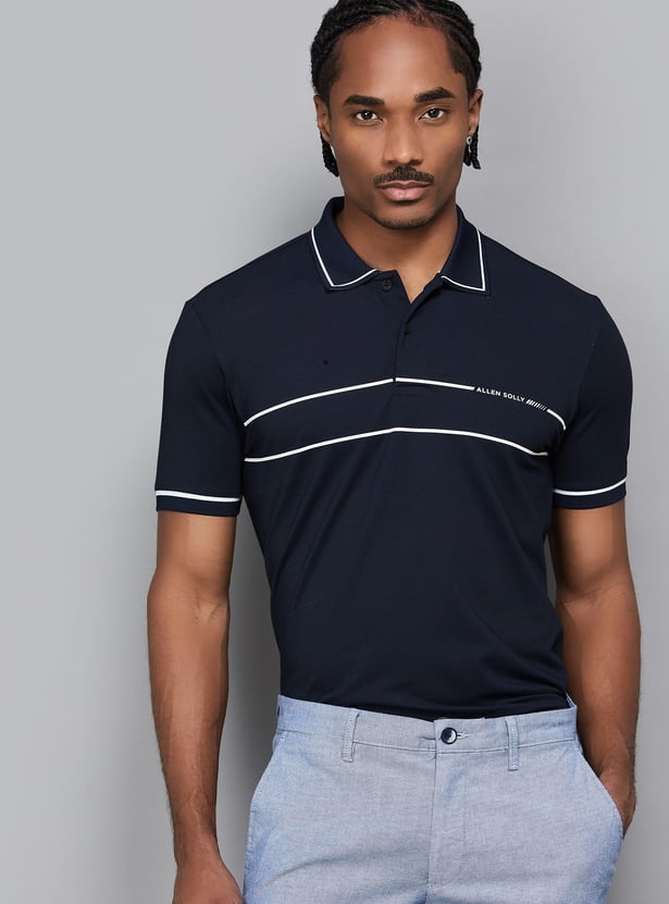 ALLEN SOLLY Striped Polo T-shirt