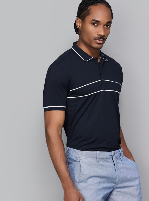 ALLEN SOLLY Striped Polo T-shirt