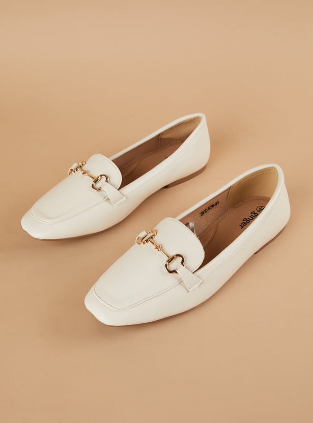 CODE Solid Square-Toe Ballerinas