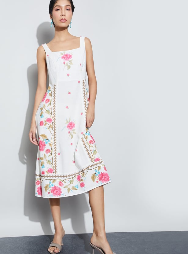 CODE Floral Print A-Line Dress