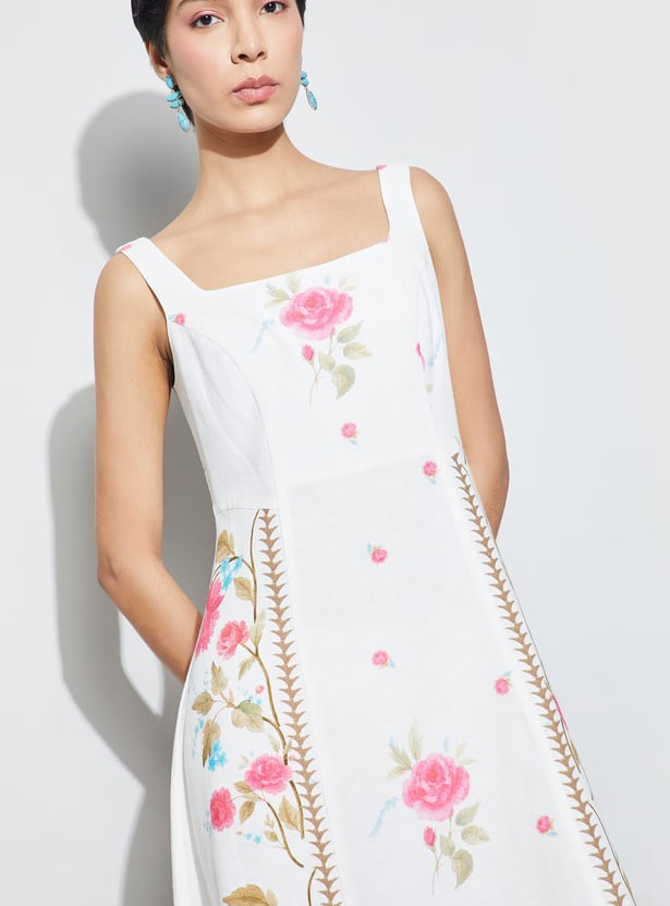 CODE Floral Print A-Line Dress