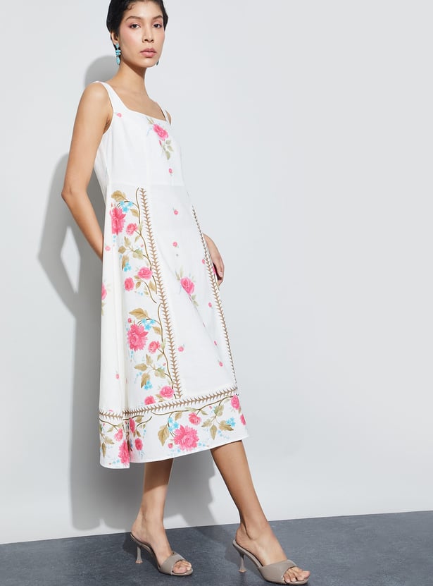 CODE Floral Print A-Line Dress