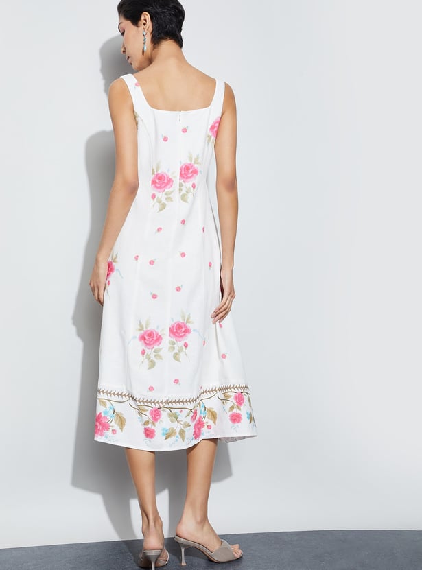 CODE Floral Print A-Line Dress