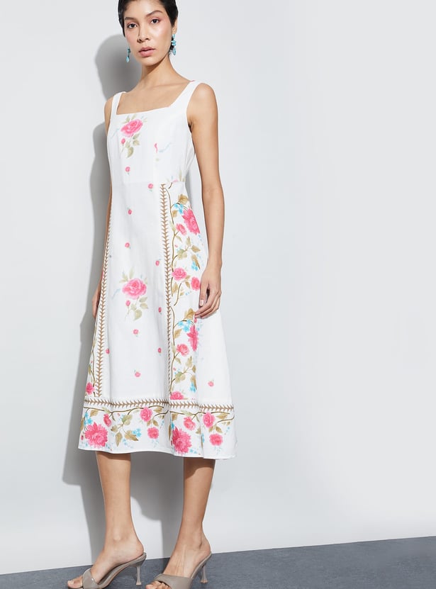 CODE Floral Print A-Line Dress